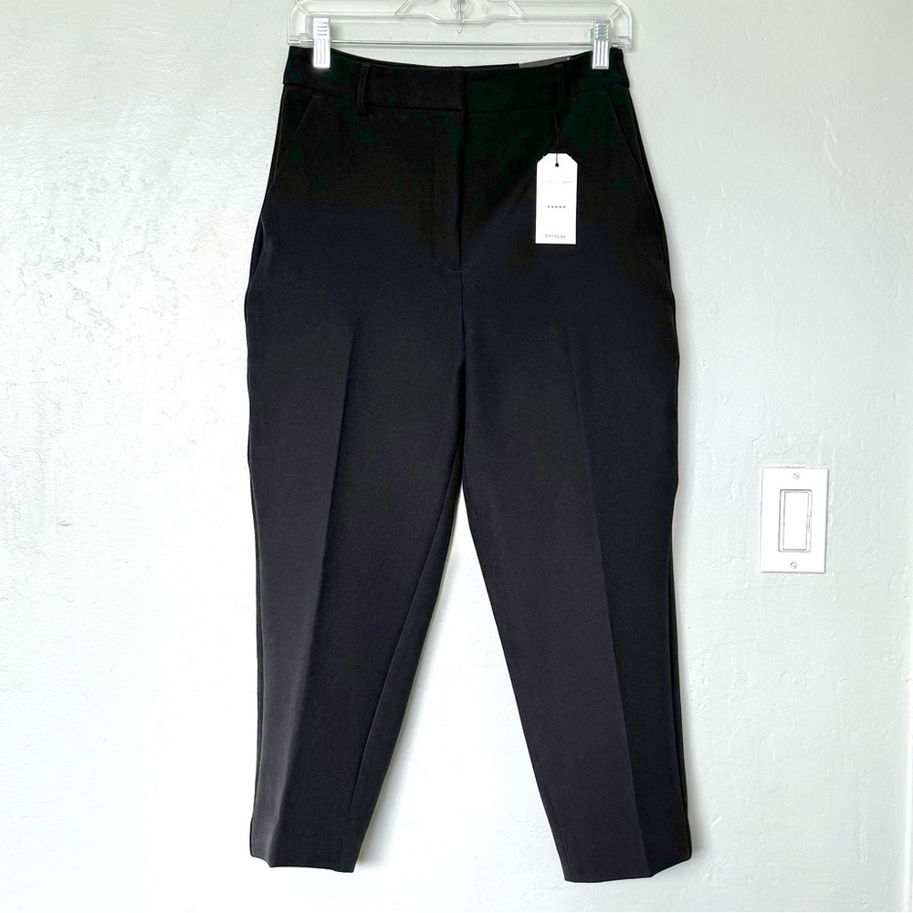 Express Editor Super High Waisted Straight Ankle Pant in Black Size 6S